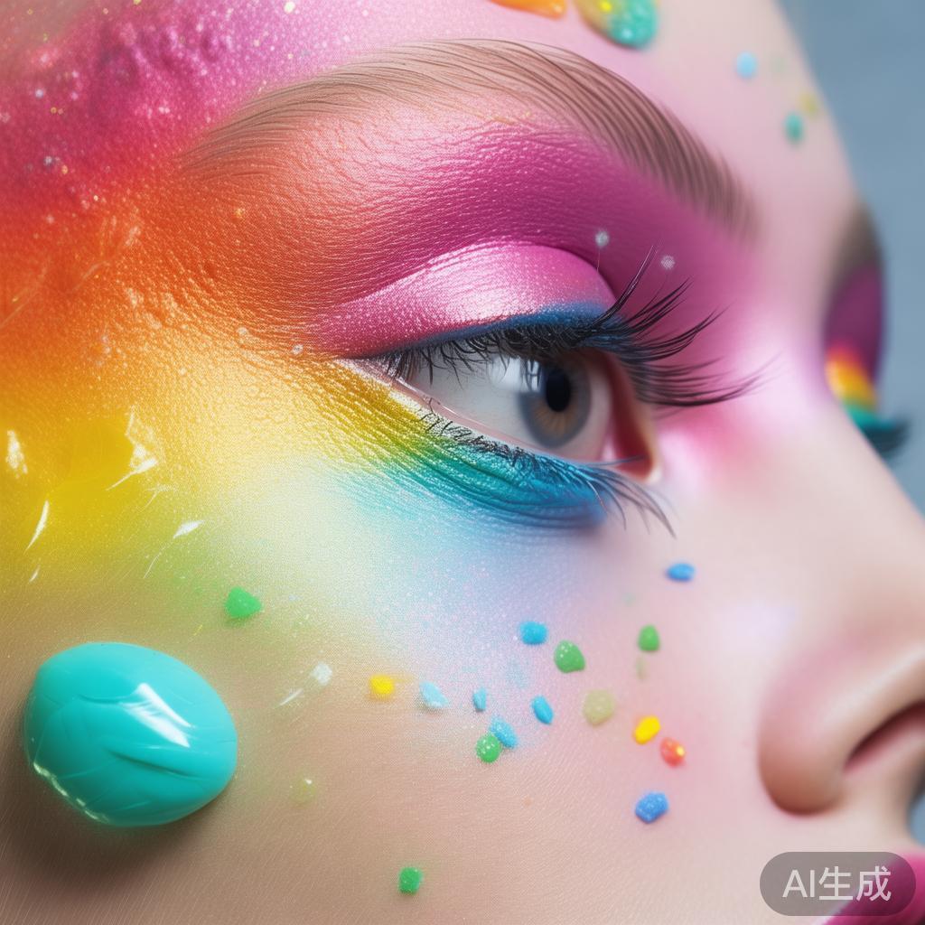 创意妆容带来无限可能：例如，“糖果色渐变眼妆”成为