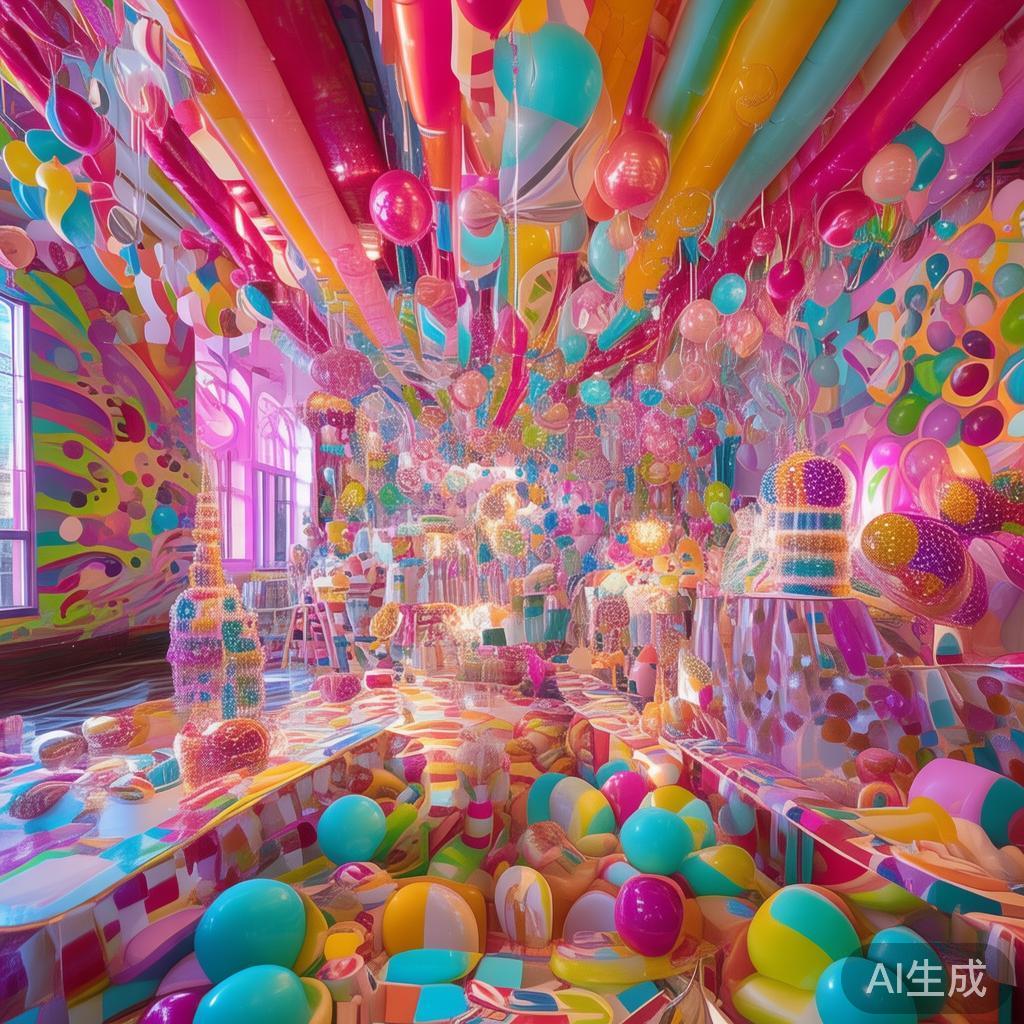 在糖果老爸的派对现场，布置无疑是吸引眼球的焦点。各